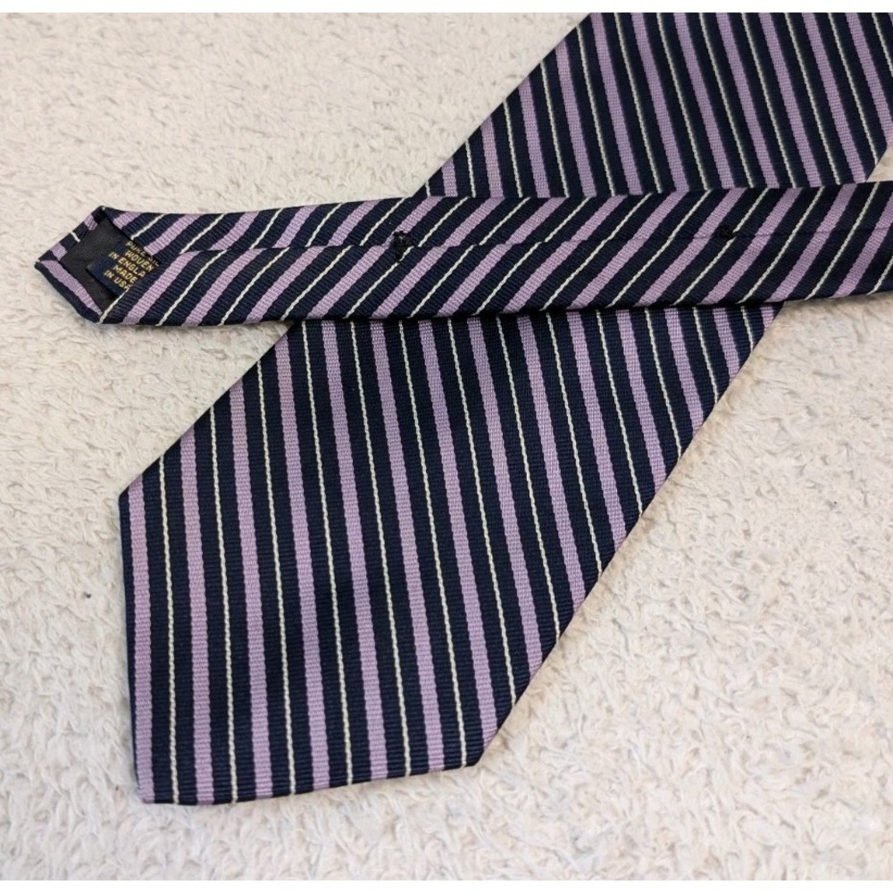 NEW Brooks Brothers Makers Men's Necktie Silk Blue Purple White Striped